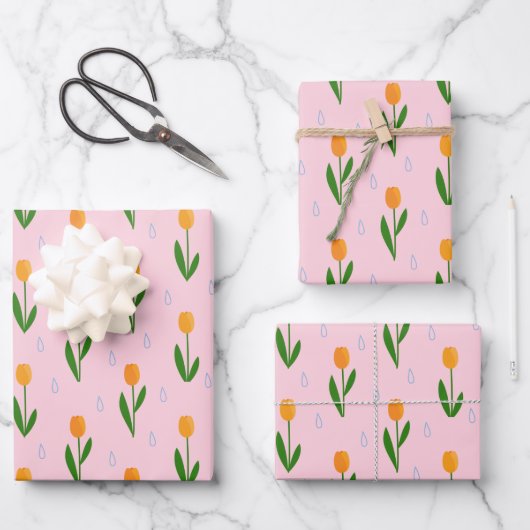 Kute Tulip-ventilator met Raindrop Pattern Inpakpapier Vel (Voorkant)