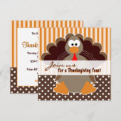 Kute Turkey Thanksgiving Feast Dinner Invitations Kaart (Voorkant / Achterkant)