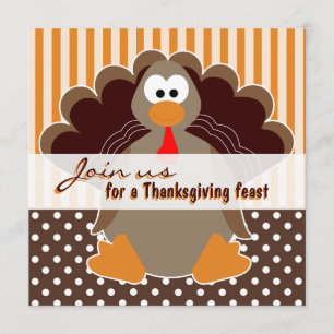 Kute Turkey Thanksgiving Feast Dinner Invitations Kaart