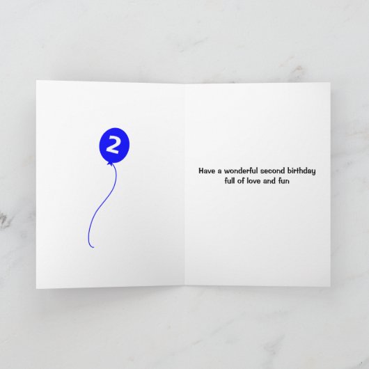 Kute tweede verjaardagsaap voeg naamblauw toe kaart (Binnen)