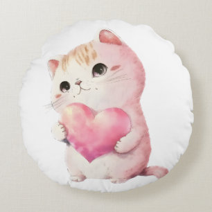 Kute Valentijns Kitten, liefdeskatten Sierkussen Rond Kussen