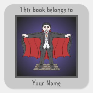 Kute Vampire/Dracula Bookplaat Vierkante Sticker