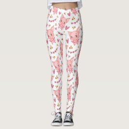 Kute varkenspatroon met hart leggings