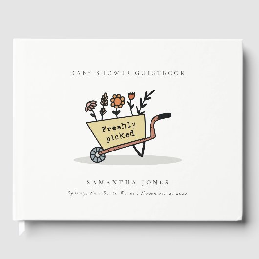 Kute vers geïmpliceerd geel Baby shower met karton Gastenboek (Voorkant)