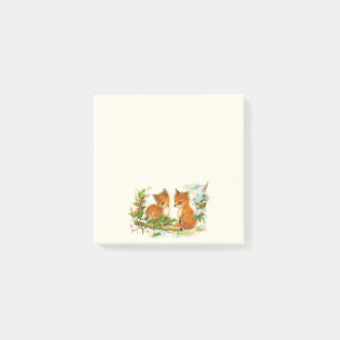 Kute Vintage Foxes Retro Kerstmis Scene Post-it® Notes