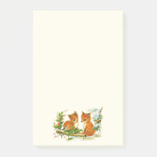 Kute Vintage Foxes Retro Kerstmis Scene Post-it® Notes