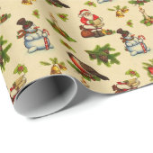 Kute Vintage-kerstelementen — Verpakkingspapier Cadeaupapier (Rol Hoek)