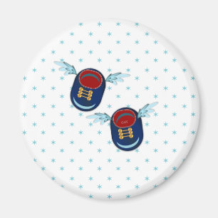 Kute vliegende scharnierende schoenen in blauw en  magneet