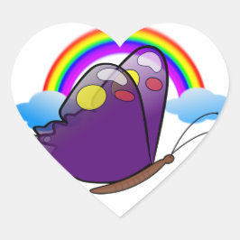 Kute vlinder en regenboogvlies Natuur bestemming Hart Sticker