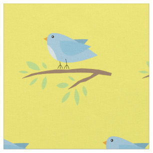 Kute vogel op een filiaal van baby- en kledingtext stof