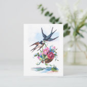 Kute vogels en bloemen bloemen briefkaart (Staand voorkant)