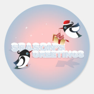 Kute vogels met kerst aanwezig ronde sticker