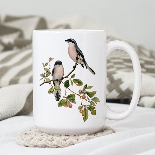 Kute vogels op vertakkingen rode bessen om kunst t koffiemok