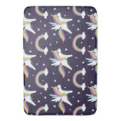 Kute vuurblauwe achtergrond Unicorn + regenbogen b Badmat (Voorkant Verticaal)