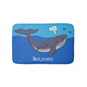 Kute walvis en kalveren cartoon badmat