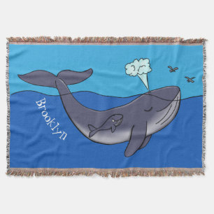 Kute walvis en kalveren cartoon deken