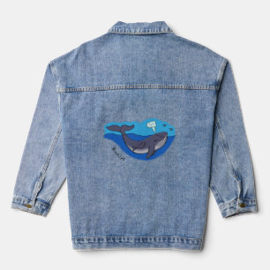 Kute walvis en kalveren cartoon denim jacket