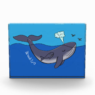 Kute walvis en kalveren cartoon fotoblokken