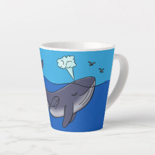 Kute walvis en kalveren cartoon latte mok