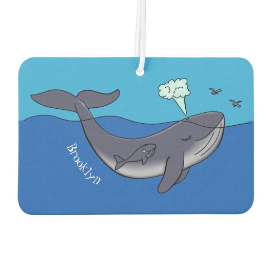 Kute walvis en kalveren cartoon luchtverfrisser (Achterkant)