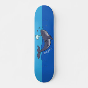 Kute walvis en kalveren cartoon skateboard