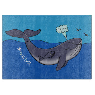 Kute walvis en kalveren cartoon snijplank