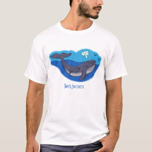 Kute walvis en kalveren cartoon t-shirt