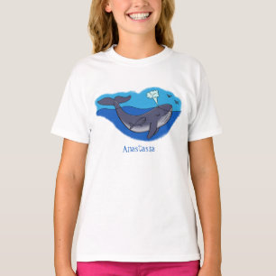 Kute walvis en kalveren cartoon t-shirt