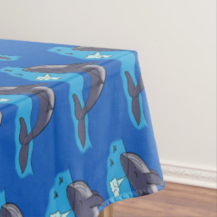 Kute walvis en kalveren cartoon tafelkleed