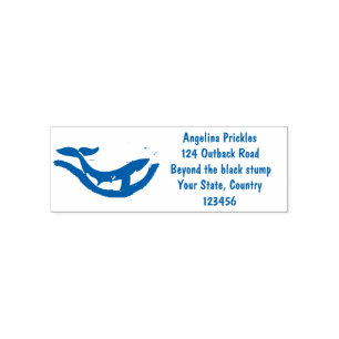 Kute walvis en kalveren cartoon zelfinktende stempel