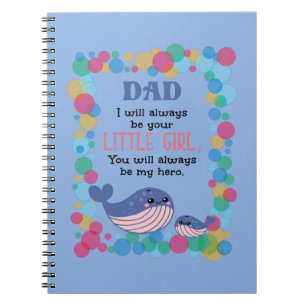 Kute walvis papa Ik zal altijd je kleine meisje zi Notitieboek