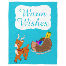 Kute Warm Wishes Reindekerst Fleece Blanket