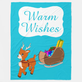 Kute Warm Wishes Reindekerst Fleece Blanket