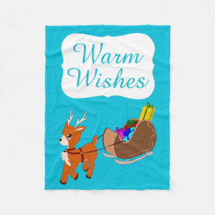 Kute Warm Wishes Reindekerst Fleece Blanket Deken