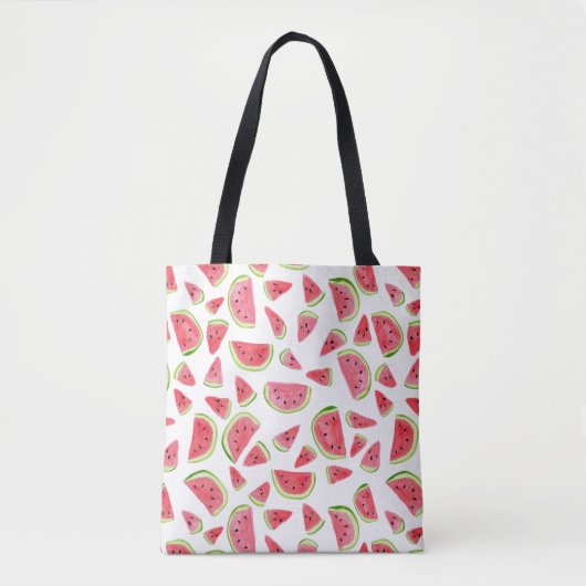 Kute watermeloen canvas tas - met de hand geschild (Voorkant)