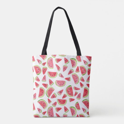 Kute watermeloen canvas tas - met de hand geschild (Achterkant)