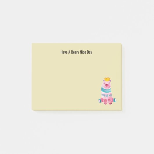 Kute Waterverf Beer heeft een mooie dag Post-it® Notes (Voorkant)