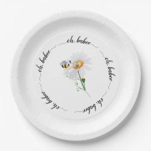 Kute Waterverf bijen en Daisy Baby shower Papieren Bordje