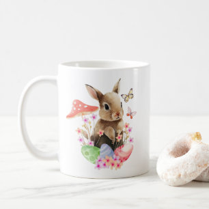 Kute Waterverf Bunny en paaseieren Koffiemok
