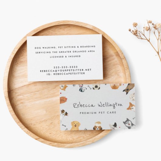 Kute Waterverf Dieren Gezelschapsdieren Diepte Ste Visitekaartje