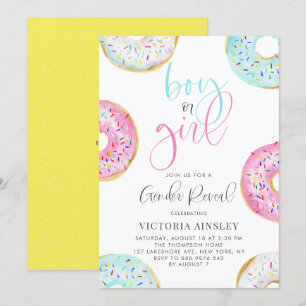 Kute Waterverf Donuts Gender Reopenbaart Baby show Kaart