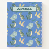 Kute Waterverf op Light Blue Dinosaur Pattern Notitieboek (Achterkant)