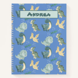 Kute Waterverf op Light Blue Dinosaur Pattern Notitieboek