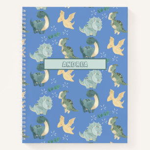 Kute Waterverf op Light Blue Dinosaur Pattern Notitieboek