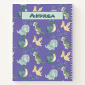 Kute Waterverf op Light Paars Dinosaur Pattern Notitieboek (Achterkant)