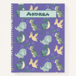 Kute Waterverf op Light Paars Dinosaur Pattern Notitieboek