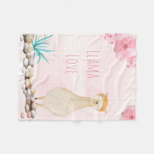 Kute Waterverf Pastel No Probllama Llama Nursery Fleece Deken (Voorkant (Horizontaal))