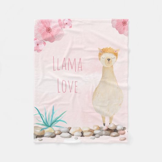 Kute Waterverf Pastel No Probllama Llama Nursery Fleece Deken (Voorkant)