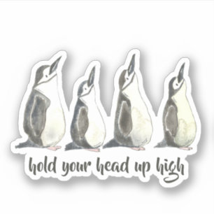 Kute Waterverf pinguïns houden je hoofd omhoog Sticker