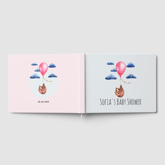Kute Waterverf Sloth Moeder and Name Baby shower Gastenboek (Volledig)